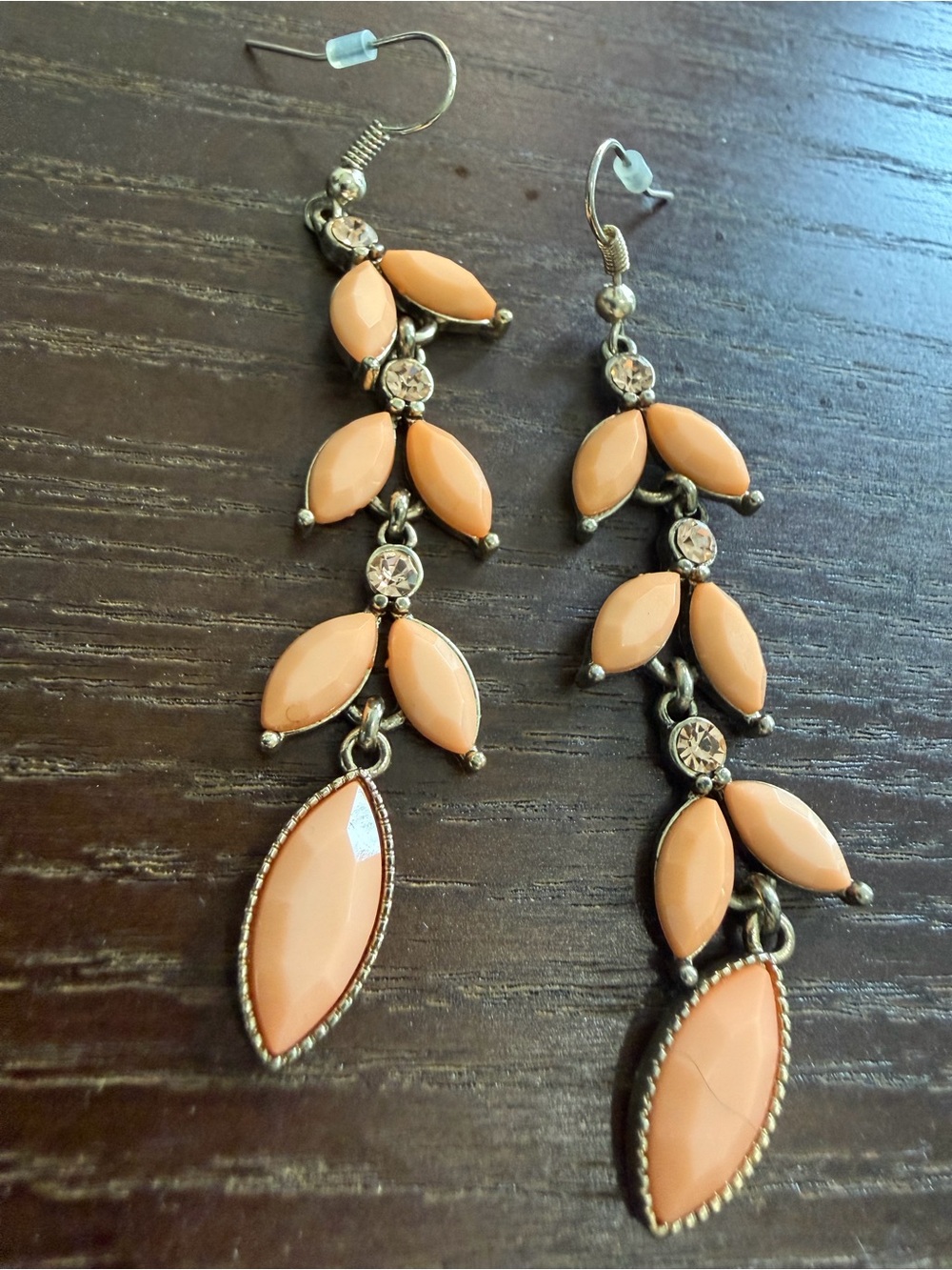 Elegant Peach Chandelier Earrings